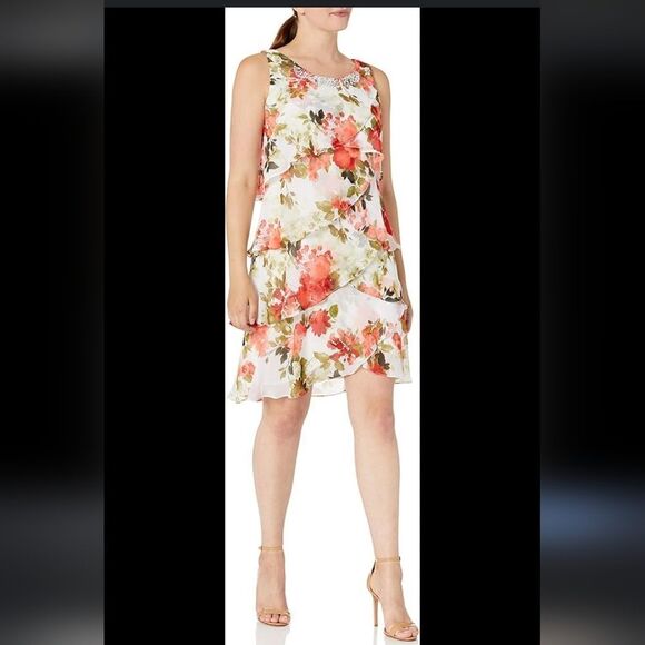 S.L. Fashions Dresses & Skirts - S.L. Fashions Women's Chiffon Tier sleeveless Dress
